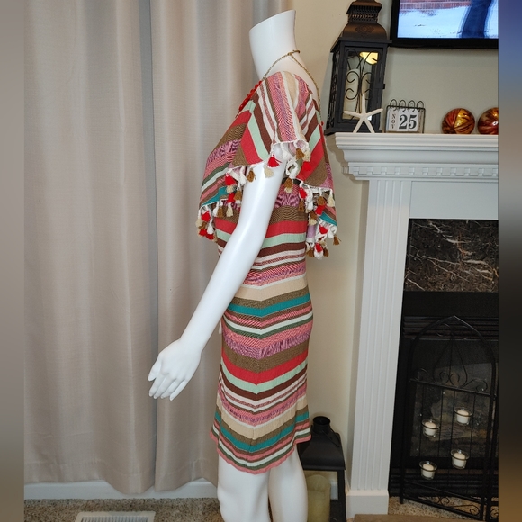 BOSTON PROPER STRIPED RUFFLE DRESS, MULTI-COLOR 8 - Picture 5 of 8